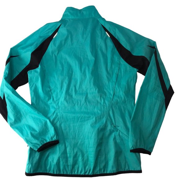 MIZUNO Athletic Windbreaker Warm Up Jacket Teal Green.  Black.  Mock Neck Zip M - Picture 12 of 12